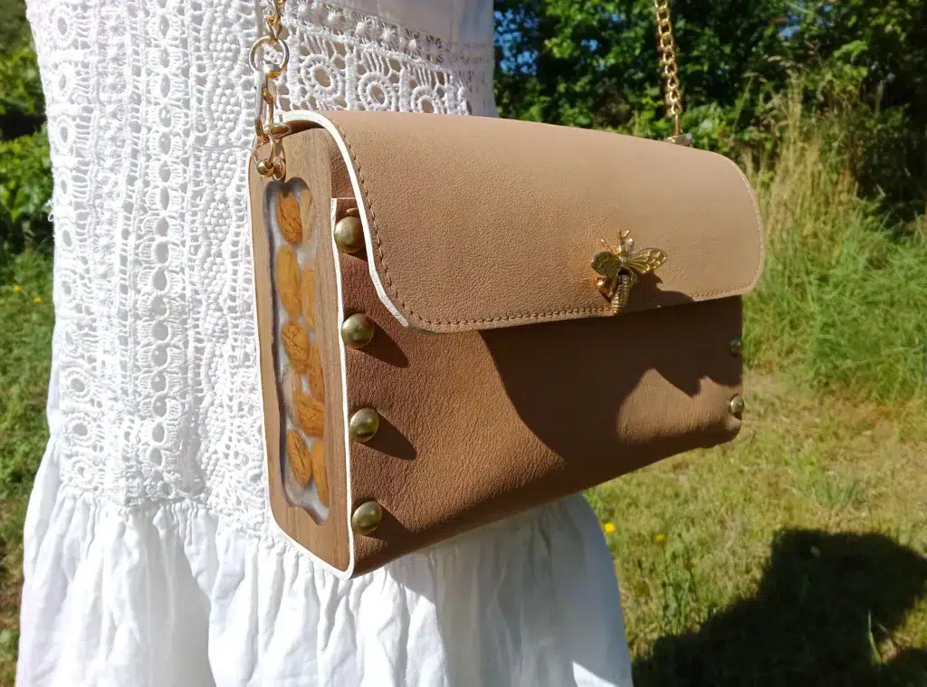Sac pochette bois et cuir - divers coloris – Image 13
